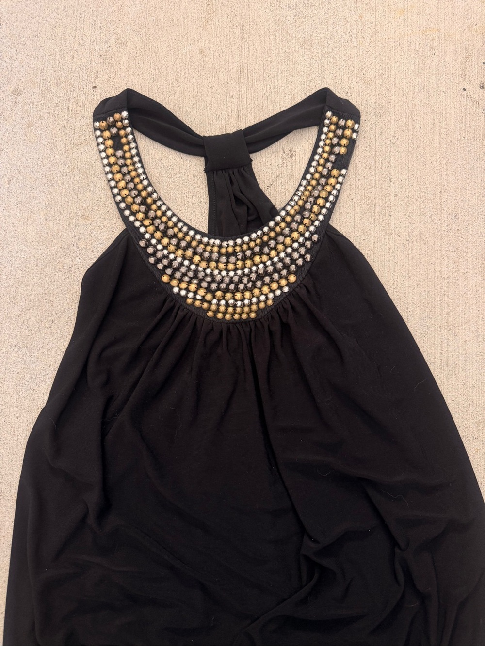 Y2K Black Beaded Halter Neck Tank